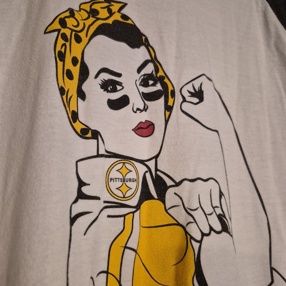 Womens Raglan Sleeve Graphic Tee Pittsburgh Steelers Small - Picture 3 of 5
